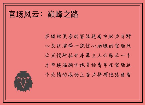 官场风云：巅峰之路